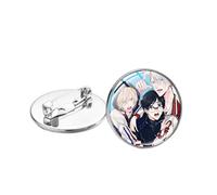Broche Anime Yuri ! on Ice Victor Nikiforov Icons Cosplay Badges Argenté Art Photo Cabochon en verre, Verre