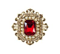 Broche antique en strass dorée, vintage, baroque, rectangulaire, perle en cristal, style bohème/victorien, bijou élégant pour Noël/festival