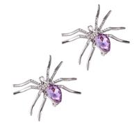 Broche Araignée en Verre 2 Pièces Alliage pour Célébration Halloween | Épingle Décorative, Style Créatif Délicat, pour Écharpes et Costumes, Look Réfléchissant, Lots de Deux Couleur Aléatoire