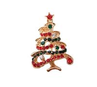 Broche arbre de Noël bonhomme de neige en alliage avec cristaux Détail festif Bijoux pour les vacances, festival unique, taille unique, Comme décrit
