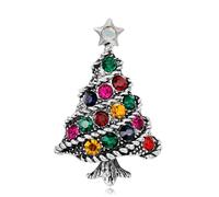 Broche arbre de Noël - Revers en strass multicolores pour femmes, 4,6 cm en alliage épingle accessoire de robe, accessoire de robe vintage, art déco, bijoux de Noël, cadeau festif, cardigan, chapeau