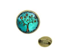 Broche arbre de vie vintage 2023 en verre cabochon dôme arbre de vie broches Nouvel An cadeau de Noël image d'art humain argent infini