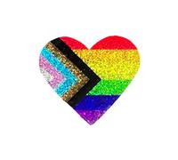 Broche arc-en-ciel LGBTQ en forme de cœur en forme de cœur avec paillettes en acrylique pour homosexuels lesbiennes trans, Acrylique, Pas de gemme