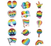 Broche Arc en Ciel,Yueser 15 Pièces Coloré Badge Corsage Broches Broche Arc-en-Ciel de Fierté LGBT Broche Coeur Émail pour Les Sacs de Vêtements Accessoires de Veste D'artisanat Bricolage