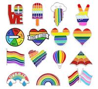 Broche Arc en Ciel,Yueser 15 Pièces Coloré Badge Corsage Broches Broche Arc-en-Ciel de Fierté LGBT Broche Coeur Émail pour Les Sacs de Vêtements Accessoires de Veste D'artisanat Bricolage