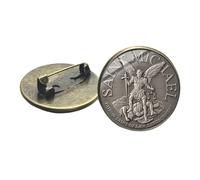 Broche Archange St.Michael Protect Me Saint Shield Protection Justice Sign Glass Dome Lapel Pins Button Christian Badges, Métal