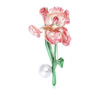 Broche artisanale en alliage émaillé avec motif floral pour chemisier, veste, robe, décoration, cadeau d'anniversaire, broche artistique en forme de fleur d'iris, taille unique, Comme décrit