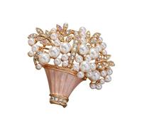 Broche artisanale en forme de panier de fleurs bleues en alliage résistant aux allergies avec épingle de verrouillage pour vêtements, sacs et casquettes, épinglette tendance florale émaillée douce