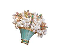 Broche artisanale en forme de panier de fleurs bleues en alliage résistant aux allergies avec goupille de verrouillage pour tenues, sacs et casquettes, accessoire floral multi-usage tendance, taille