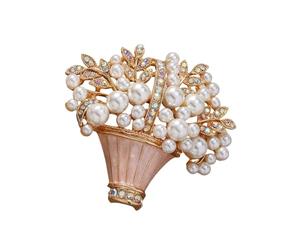 Broche artisanale en forme de panier de fleurs bleues en alliage résistant aux allergies avec goupille de verrouillage pour tenues, sacs et casquettes, accessoire floral multi-usage tendance, taille
