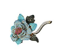 Broche artistique en forme de fleur de pivoine, bijoux émaillés colorés pour un usage quotidien