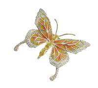 Broche artistique en forme de papillon avec revêtement émaillé brillant et détails en pierre, bijoux tendance pour un usage quotidien Broche élégante en alliage, taille unique, Comme décrit