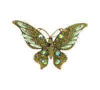 Broche artistique en forme de papillon avec revêtement émaillé brillant et détails en pierre, bijoux à la mode pour un usage quotidien, broche de style vintage, taille unique, Comme décrit