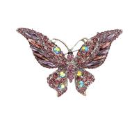 Broche artistique en forme de papillon avec revêtement émaillé brillant et détails en pierre, bijoux tendance pour un usage quotidien, broche de style vintage, taille unique, Comme décrit
