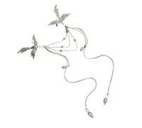 Broche artistique en forme de phénix avec longs pompons fluides en forme d'oiseau - Bijou élégant pour femme et homme - Corsage délicat