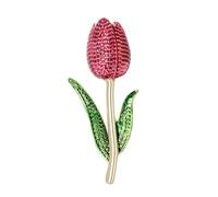 Broche artistique en forme de tulipe émaillée avec une construction élégante en alliage Épingle en forme de fleur pour écharpes sacs et manteaux. Tulipes artistiques Accessoires de bijoux, taille