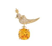 Broche artistique en forme d'oiseau doré/argenté sur pierre. Épinglette faite à la main pour embellir diverses tenues. Broche oiseau sur pierre, taille unique, comme décrit