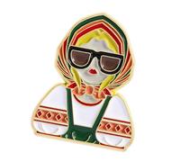 Broche artistique vintage en forme de tête de fille en alliage de zinc, bijou de collection pour les fans d'histoire, épinglette en forme de tête de fille émaillée unique, taille unique, Comme décrit