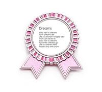 Broche avec citation de poésie Hold Fast To Dreams Rose, M, Métal