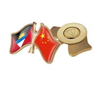 Broche Avec Drapeau Croisé De Chine Et D'Antigua-Et-Barbuda Épingle À Revers Imprimée De Bannière Patriotique Vintage Badge De Nation Novatrice Accessoires Pour Vêtements Bijoux Cadeau Magnétique B