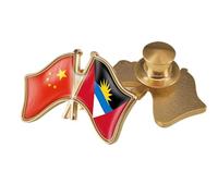 Broche Avec Drapeau Croisé De La Chine Et D'Antigua-Et-Barbuda - Épingle À Revers Avec Imprimé Bannière Patriotique Vintage Badge De Nation Novatrice Accessoires Pour Vêtements Bijoux Cadeau Bouton A