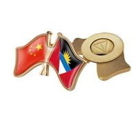 Broche Avec Drapeau Croisé De La Chine Et D'Antigua-Et-Barbuda Épingle À Revers Imprimée De Bannière Patriotique Vintage Badge De Nouvelle Nation Accessoires Pour Vêtements Bijoux Cadeau Magnétique A