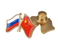 Broche Avec Drapeau Croisé De La Chine Et De La Russie - Broche Avec Emblème Imprimé Drapeau Rétro, Badge Patriotique Pour Vêtements, Sacs, Chemises, Accessoires De Voyage, Bouton B