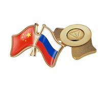 Broche Avec Drapeau Croisé De La Chine Et De La Russie - Broche Avec Emblème Imprimé Drapeau Rétro, Badge Patriotique Pour Vêtements, Sacs, Chemises, Accessoires De Voyage Fantaisie Magnétiques A