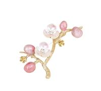 Broche avec fleurs de prunier et strass en forme de fleur pour vestes, robes, chapeaux, décoration, bijoux chinois, en alliage, cadeau, taille unique, Comme décrit