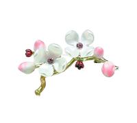 Broche avec fleurs de prunier et strass en forme de fleur pour vestes, robes, chapeaux, décoration, bijoux chinois, en alliage, cadeau, taille unique, Comme décrit