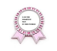 Broche avec inscription « I Am The Smartest Man » - Art déco - Rose, M, Métal