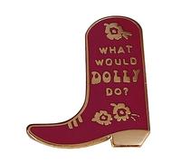 Broche avec inscription « What Would Do » en forme de botte de vache émaillée Western A Strong To The Country Music In The Boot, taille unique, Métal