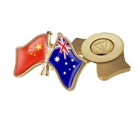 Broche Avec Insignes Croisés De Chine Et D'Australie - Épingle À Revers Simple Avec Drapeau En Cristal, Broche Magnétique Patriotique Pour Unisexe