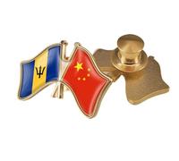 Broche Avec Insignes Croisés De Chine Et De La Barbade - Épingle À Revers Simple Avec Drapeau En Cristal, Broche Magnétique Patriotique Pour Bouton Unisexe B