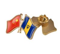 Broche Avec Insignes Croisés De Chine Et De La Barbade - Épingle À Revers Simple Avec Drapeau En Cristal, Broche Magnétique Patriotique Pour Papillon Unisexe A