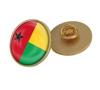 Broche Avec Le Drapeau De La Guinée-Bissau - Motif Patriotique Avec Lettres Imprimées, Épingle À Revers, Boucle, Bijou Rond Pour Homme Et Femme