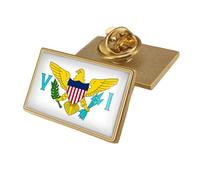 Broche Avec Le Drapeau Des Îles Vierges Des États-Unis - Motif Patriotique Avec Lettres Imprimées, Style Broche Fantaisie, Bijou Pour Homme Et Femme, Cadeau Rectangulaire