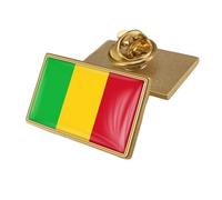 Broche Avec Le Drapeau Du Mali - Motif Patriotique Avec Lettres Imprimées, Broche Fantaisie, Boucle De Revers, Bijoux Pour Femmes Et Hommes, Cadeau Rectangulaire