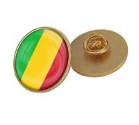 Broche Avec Le Drapeau Du Mali - Motif Patriotique Avec Lettres Imprimées, Épingles Fantaisie, Épingle À Revers, Boucle, Bijoux Pour Femmes Et Hommes, Souvenir Rond