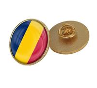 Broche Avec Le Drapeau Du Tchad - Motif Patriotique Avec Lettres Imprimées, Épingles Fantaisie, Épingle À Revers, Boucle, Bijoux Pour Femmes Et Hommes, Souvenir Rond