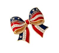 Broche avec nœud et drapeau étoile pour veste | Nœud rouge blanc inspiré du drapeau avec accent clair pour sac, tenue de Noël et fête