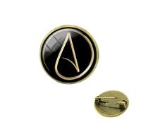 Broche avec symbole athée - Symbole de l'athée - Métatrons - Cube - Légende - Triangle - Pour homme et femme, Small, Bronze, verre, métal, Perle