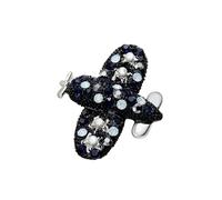 Broche Avion Élégante En Cristaux - Pins à Revers Brillant Avec Rhinestones - Accessoire Polyvalent Pour Robe, Chapeau Ou Sac - Cadeau De Voyage Ou d'Anniversaire Chic Et Fantaisie (Bleu)