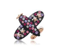 Broche Avion Élégante En Cristaux - Pins à Revers Brillant Avec Rhinestones - Accessoire Polyvalent Pour Robe, Chapeau Ou Sac - Cadeau De Voyage Ou d'Anniversaire Chic Et Fantaisie (Rose violet)