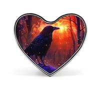 Broche/badge en forme de cœur « American Crow » pour décorer sacs à dos, vestes et chapeaux.