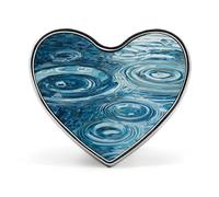 Broche/badge en forme de cœur avec insigne en aluminium, motif flaque de pluie, pour sacs à dos et chapeaux