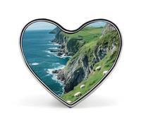 Broche/badge en forme de cœur mignon avec un mouton, style irlandais, océan, accessoire de mode et de bijoux pour hommes et femmes