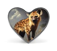 Broche/badge en forme de cœur représentant une hyène africaine, accessoire de mode pour hommes et femmes.