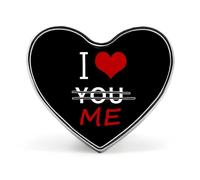 Broche/badge « Je m'aime » en forme de cœur, en aluminium, pour sacs à dos et chapeaux.