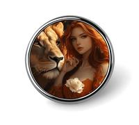 Broche/Badge Rond élé en Aluminium, représentant Un Lion, Un Animal, pour vêtements, Sacs à Dos et Chapeaux.